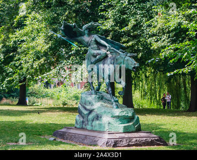 Bronze statue of a valkyrie, a female figure in Norse mythology designed by  sculptor Stephan Sinding 1908 in Churchill park, Copehhagen, Denmark Stock  Photo - Alamy