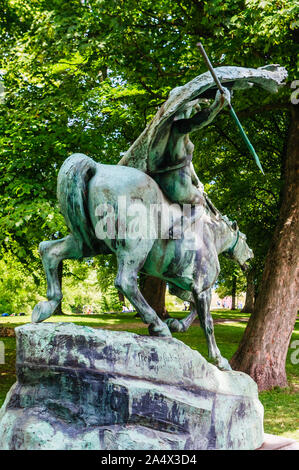 Bronze statue of a valkyrie, a female figure in Norse mythology designed by  sculptor Stephan Sinding 1908 in Churchill park, Copehhagen, Denmark Stock  Photo - Alamy