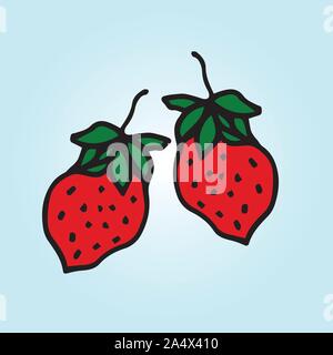 Hand drawn tropical and exotic fruit isolated on blue background in unique trendy organic style. Vector illustration for menu design, packaging, cooki Stock Vector