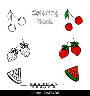 Hand drawn tropical and exotic fruit isolated on white background in unique trendy organic style. Vector illustration for menu design, packaging, cook Stock Vector