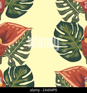 Seamless pattern with pink and purple calla lilies, illustration. Stock Vector