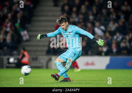 Goalkeeper Fabian Ehmann (Aris) of Austria U21 during the UEFA Euro U21 International qualifier match between England U21 and Austria U21 at Stadium MK, Milton Keynes, England on 15 October 2019. Photo by Andy Rowland. Stock Photo