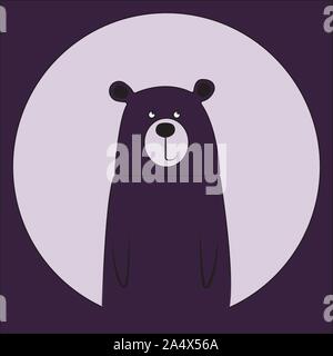 Cute smiling bear vector cartoon illustration. Wild zoo animal icon. Fluffy adorable pet looking straight. Forest fauna childish character. Simple fla Stock Vector