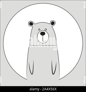 Cute smiling bear vector cartoon illustration. Wild zoo animal icon. Fluffy adorable pet looking straight. Forest fauna childish character. Simple fla Stock Vector