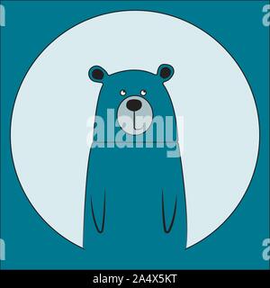 Cute smiling bear vector cartoon illustration. Wild zoo animal icon. Fluffy adorable pet looking straight. Forest fauna childish character. Simple fla Stock Vector