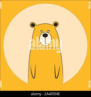 Cute smiling bear vector cartoon illustration. Wild zoo animal icon. Fluffy adorable pet looking straight. Forest fauna childish character. Simple fla Stock Vector