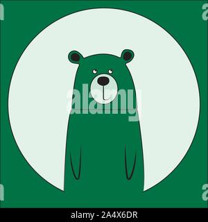 Cute smiling bear vector cartoon illustration. Wild zoo animal icon. Fluffy adorable pet looking straight. Forest fauna childish character. Simple fla Stock Vector