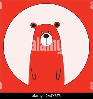 Cute smiling bear vector cartoon illustration. Wild zoo animal icon. Fluffy adorable pet looking straight. Forest fauna childish character. Simple fla Stock Vector