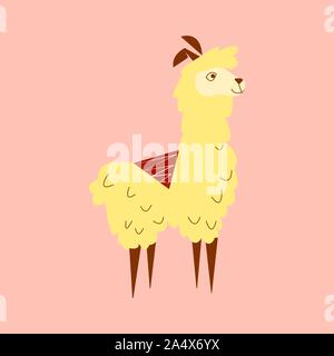 Cute colorful lama vector set. Pattern perfect for kids fabric, textile, nursery wallpaper. Illustration made in pastel colors Stock Vector