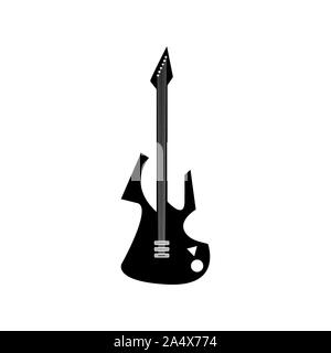 Guitar in simple black style isolated on white background. Good for mobile, web, decor, print products, application, stickers, logo, books. Vector ill Stock Vector