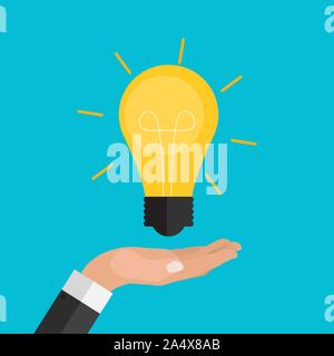 Hand holds money and light bulb. Investing in innovation concept. Modern flat design graphics. Vector illustration Stock Vector