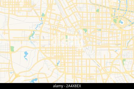 Printable street map of Zhengzhou, Province Henan, China. Map template for business use. Stock Vector