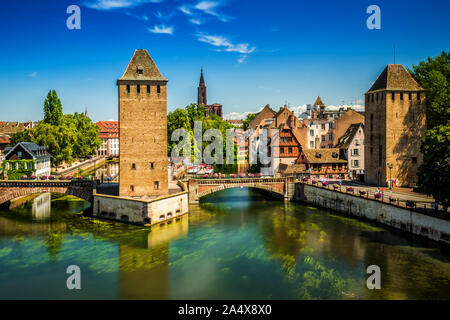 STRASBOURG, FRANCE - August 2019 - Old city center of Strasbourg town with colorful houses, Strasbourg, Alsace, France, Europe. Stock Photo