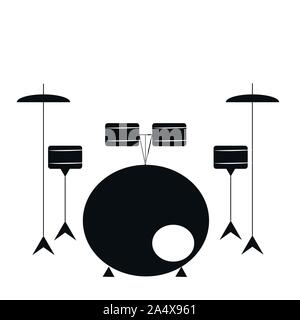 Drums in simple black style isolated on white background. Good for mobile, web, decor, print products, application, stickers, logo, books. Stock Vector