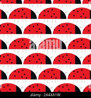 Simple ladybug seamless pattern, abstract texture; vector art illustration logo design element. Good for stickers, logo, books, fabric or magazine Stock Vector