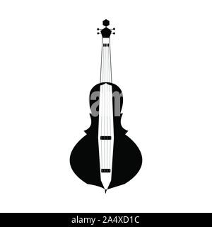 Violin in simple black style isolated on white background. Good for mobile, web, decor, print products, application, stickers, logo, books. Vector ill Stock Vector