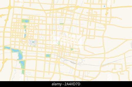 Printable street map of Zibo, Province Shandong, China. Map template for business use. Stock Vector