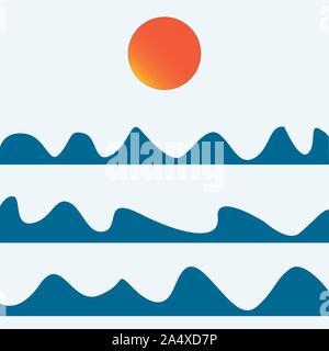 The sun and the sea. Vector illustration Stock Vector