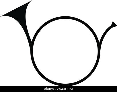 French horn in simple black style isolated on white background. Good for mobile, web, decor, print products, application, stickers, logo, books. Vecto Stock Vector