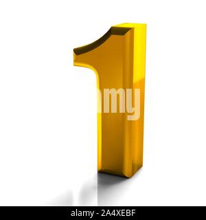 3d shiny golden number 1 one collection, high quality 3d render isolated on white Stock Photo