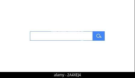 Search bar. Horizontal linear border with text input field, magnifying glass icon in frame. Simple flat searching button design for seo, networking Stock Vector