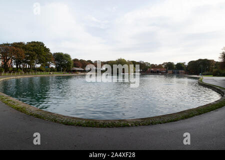 The boating lake at South Marine Park in South Shields, England. The park dates from the Victorian era. Stock Photo