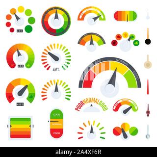 Feedback or rating scale representing various emotions and customers review. Evaluation level of business service or goods. Isolated colorful vector Stock Vector