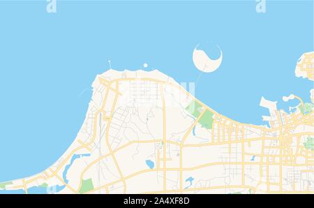 Printable street map of Haikou, Province Hainan, China. Map template for business use. Stock Vector