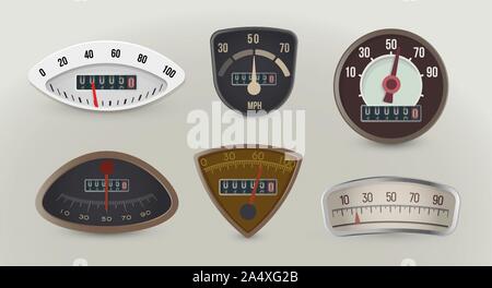 Car dashboard black gauges set. Speedometer, tachometer, fuel gauge ...