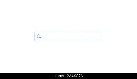 Search bar. Horizontal linear border with text input field, magnifying glass icon in frame. Simple flat searching button design for seo, networking Stock Vector