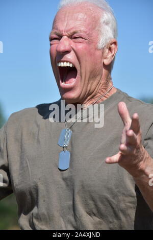 distraught military soldier veteran ptsd smoking a cigarette Stock ...