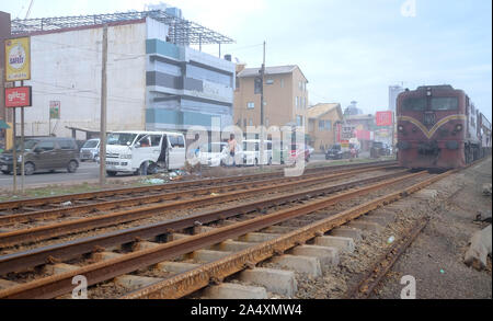 Colombo, Sri Lanka - August 10, 2019: The picture of effect motion blurred, People on a train. Train has just arrived at the station. Train is about t Stock Photo