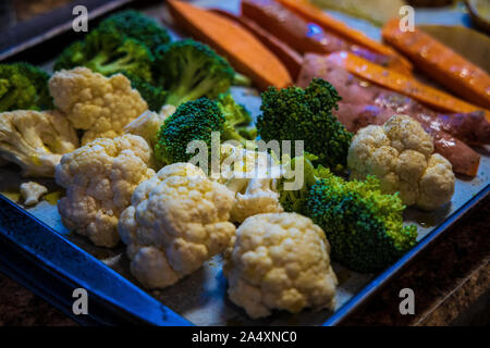 Fresh vegetables ready for the oven Stock Photo