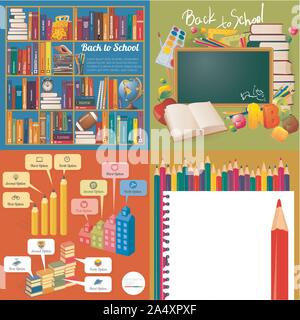 Vector set of school backgrouns Stock Vector