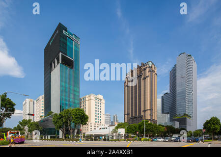 3 main buildings from left to right; Raffles Hospital, Park View Square, DUO Tower. Stock Photo