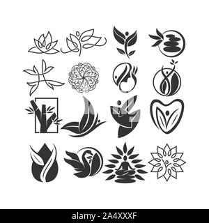 Nature spa logo Design Icon vector Template set Stock Vector