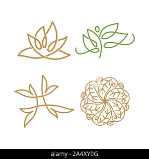 Nature spa logo Design Icon vector Template set Stock Vector