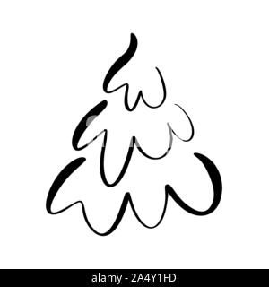 Vector stylized, scribbled Christmas tree logo. Xmas element of design for greeting card, banner, poster Stock Vector