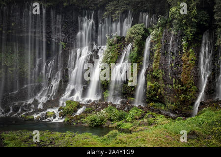 Waterfalls near the main Shiraito Falls in Fujinomiya, Japan, on the list of Japan's Top 100 Waterfalls. Stock Photo