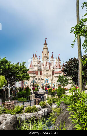 Singapore-21 OCT 2017: Singapore universal studios main castle in forest Stock Photo