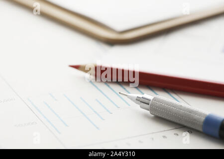 Business graph and a pencil Stock Photo