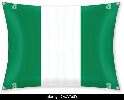 Waving Nigeria flag on a white background. Stock Vector
