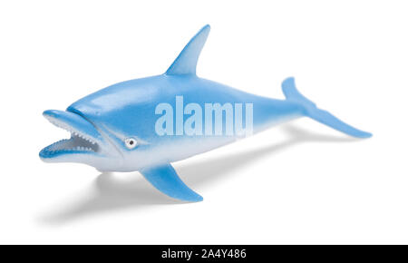 Blue Plastic Toy Dolphin Front View Isolated on White Stock Photo - Alamy