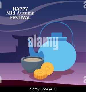 Happy mid autumn festival design Stock Vector