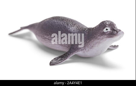 Grey Toy Seal Isolated on White Background. Stock Photo