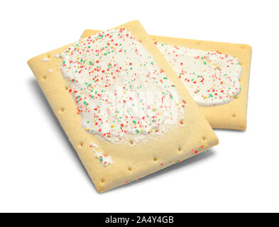 Two Toaster Pastries With Sprinkles Isolated on White. Stock Photo