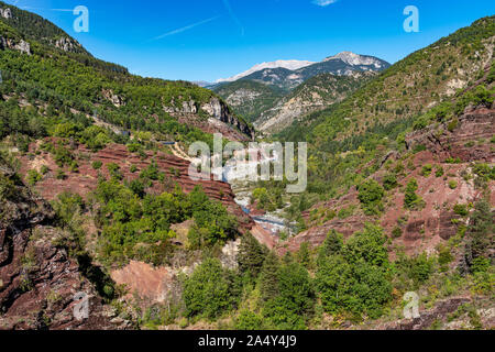 Gorges de Daluis or Chocolate canyon in Provence-Alpes, France. Stock Photo