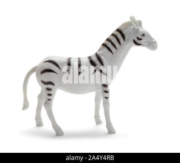 Toy Zebra Side View Isolated on White Background. Stock Photo