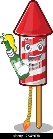 With beer fireworks rocket on in the cartoon Stock Vector