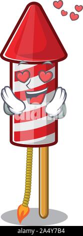 In love fireworks rocket mascot in cartoon shape Stock Vector